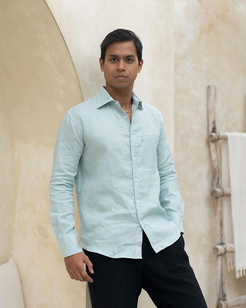 Camicia di lino - Verde Acqua