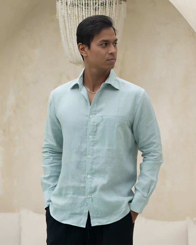 Camicia di lino - Verde Acqua