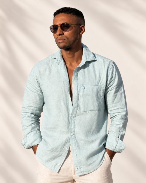 Camicia di lino - Verde Acqua