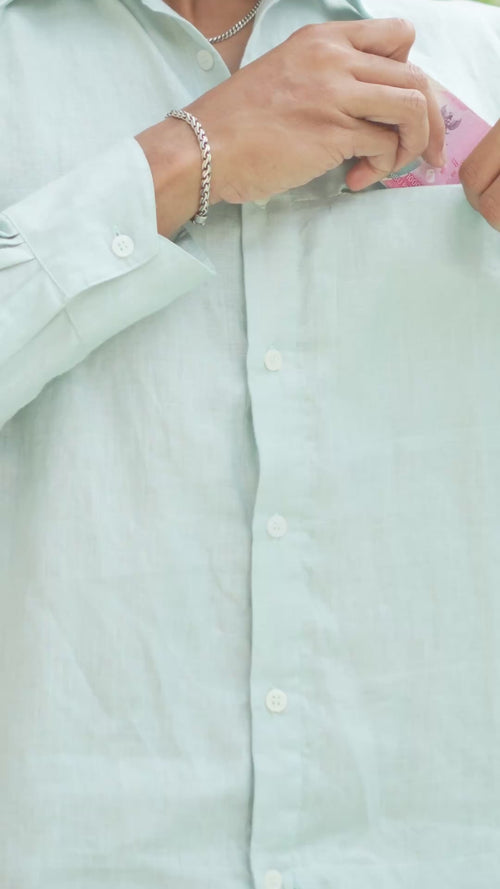 Camicia di lino - Verde Acqua